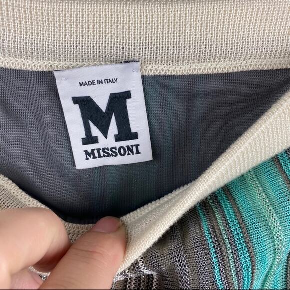 M by Missoni Turquoise and Gray Striped Knit Skirt Sz 4 - Picture 4 of 7